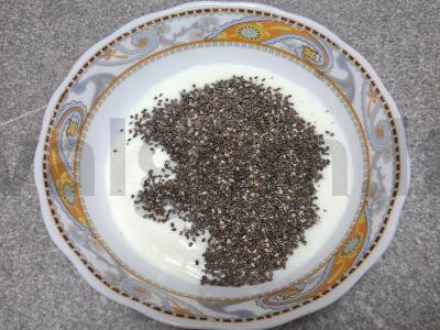 Čia pudingas su persimonu, kiviu ir pušų riešutais Žingsnis 1