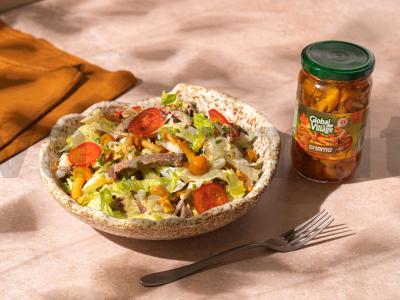 Salotas su marinuotais pievagrybiais ir liežuviu pagrindine nuotrauka