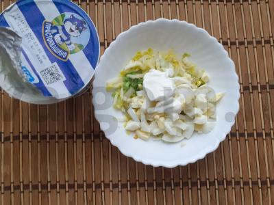 Torteliai iš lavašo su Pekino kopūstu ir kiaušiniu Žingsnis 3