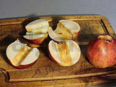 Kepti obuoliai su varške ir džiovintais vaisiais meduje su cinamonu Žingsnis 3