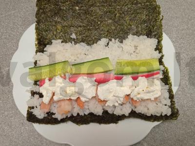 Rulonai su krevetėmis ir krabų lazdelėmis Žingsnis 6