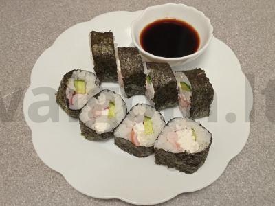 Rulonai su krevetėmis ir krabų lazdelėmis pagrindine nuotrauka