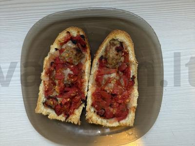 Bagetė su pomidorais ir mėsos kukuliais orkaitėje Žingsnis 12