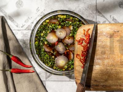 Korejiškai marinuoti kiaušiniai su ryžiais Žingsnis 3