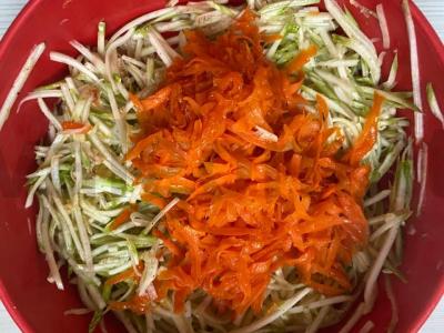 Aštrus užkandis iš cukinijos ir morkų Žingsnis 8