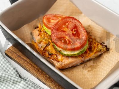 Lašiša po daržovių kepure orkaitėje Žingsnis 6