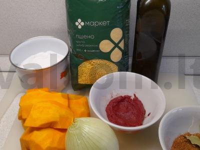 Kukurūzų garnyras su moliūgu ir pomidorų pasta Žingsnis 1