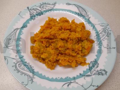 Kukurūzų garnyras su moliūgu ir pomidorų pasta pagrindine nuotrauka