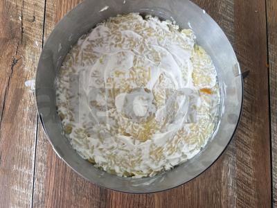 Sluoksniuotas salotas su vištienos filė „Gribų pieva“ Žingsnis 4