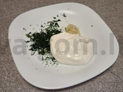 Šašlykas su vištiena, daržovėmis ir grietinės padažu Žingsnis 8