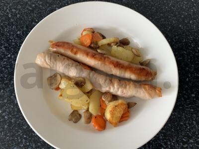 Vištienos dešrelės, keptos su daržovėmis maiše Žingsnis 5