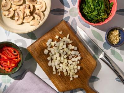 Nudų su grybais ir špinatais Žingsnis 2