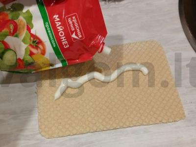 Krabų užkandis ant vaflinio lakšto Žingsnis 2
