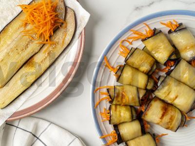 Baklažanų ritinėliai žiemai Žingsnis 3