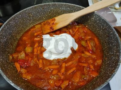 Įdarytos paprikos su smulkinta kiauliena Žingsnis 6