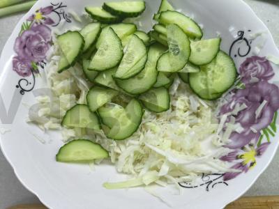 Salotas su kopūstais, žaliu svogūnu ir Himalajų druska Žingsnis 2