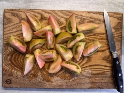 Marinuoti žali pomidorai Žingsnis 1