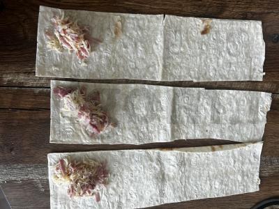 Tortilijos su kiaulienos kaklu ir sūriu Žingsnis 4