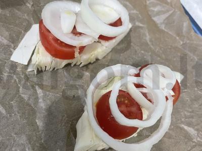 Kopūstai su vyšniniais pomidorais ir grietine orkaitėje Žingsnis 4