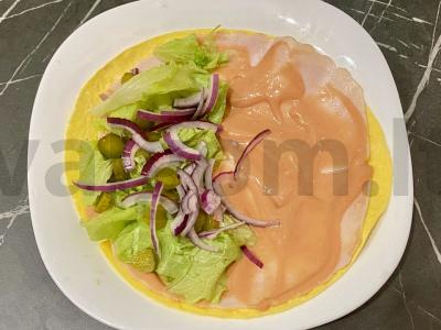 Tortilija su kalakutiena, daržovėmis ir sūriu pusryčiams Žingsnis 4