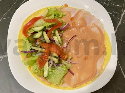 Tortilija su kalakutiena, daržovėmis ir sūriu pusryčiams Žingsnis 5