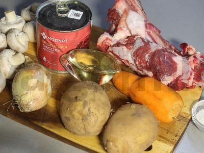 Jautienos sriuba su pupelėmis ir grybais Žingsnis 1