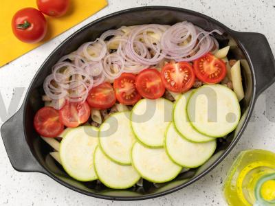 Makaronų ir daržovių apkepas Žingsnis 6