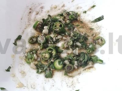 Užkandis iš raudonųjų ir žaliųjų pomidorų Žingsnis 6