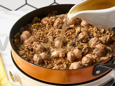 Grikių risotto su dešrelėmis ir grybais Žingsnis 4