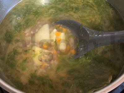 Grikių sriuba su rūkytomis virtomis šoninėmis Žingsnis 12