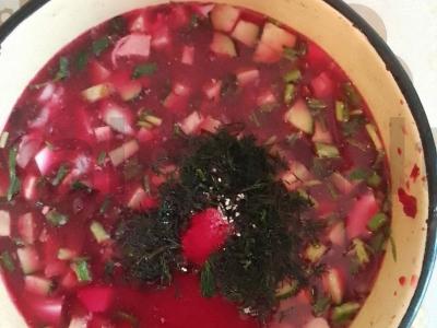 Šaltibarščiai su mėsa Žingsnis 6