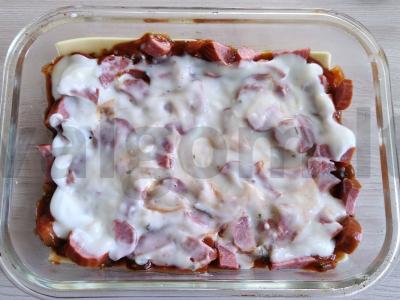 Lasagna su rūkytomis dešrelėmis Žingsnis 8
