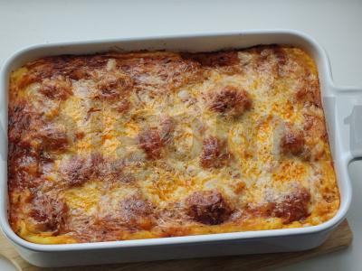 Bulvių košės apkepas su meatballs Žingsnis 10