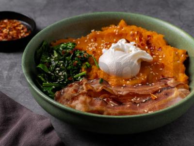 Saldžiųjų bulvių piurė dubenyje Žingsnis 7