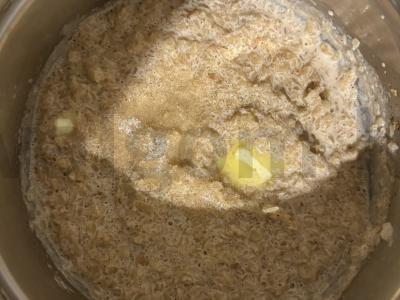 Grikių dribsniai su pienu, vaisių tyrė ir vynuogėmis Žingsnis 6