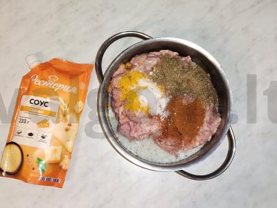 Kiaulienos rutuliukai su sūrio padažu Žingsnis 3