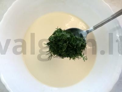 Blynai su pienu, krapais ir sūriu Žingsnis 5