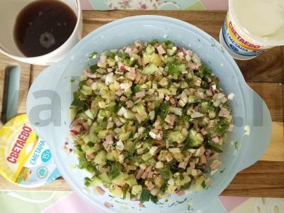 Okroška su kvašu ir grietine Žingsnis 5