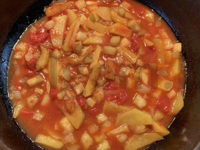 Daržovių troškinys su pomidorais ir bulvėmis vakarienei Žingsnis 6