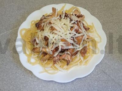 Spagečiai su voveraitėmis, troškintomis grietinėje pagrindine nuotrauka