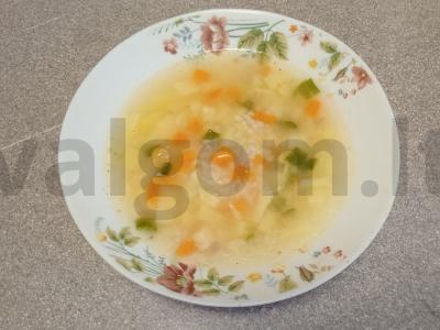 Ryžių sriuba su žaliu svogūnu ant ančių sultinio Žingsnis 5