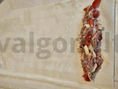 Mėsos vamzdeliai iš filo tešlos Žingsnis 3