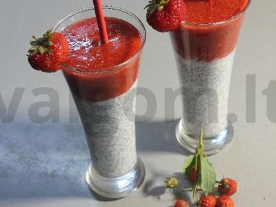 Braškinių jogurtas su chia sėklomis pagrindine nuotrauka