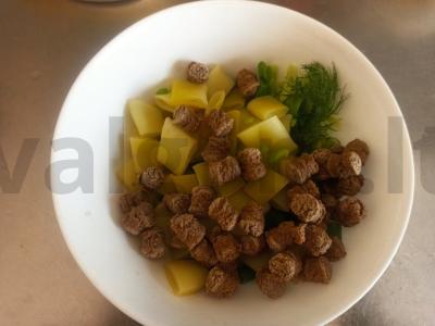 Salotas su žaliąja pupelių, agurku ir ruginių sėlenų Žingsnis 5