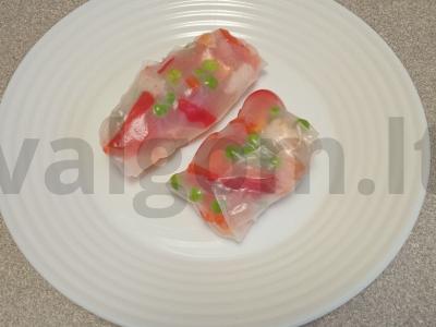 Ryžių popieriaus suktinukai su krevetėmis ir daržovėmis Žingsnis 6