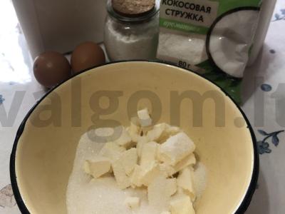 Kokosų sausainiai arbatai Žingsnis 1