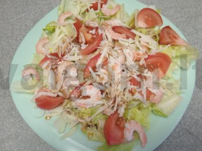 Daržovių salotos su karališkomis krevetėmis ir citrinos-medaus padažu Žingsnis 6