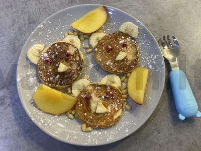 Bananų-varškės blynai su kokosu „Meškiukai“ Žingsnis 5