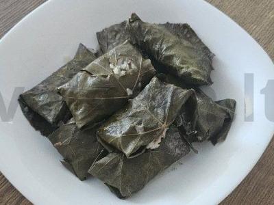 Vynuogių lapų dolma su faršu ir ryžiais pagrindine nuotrauka