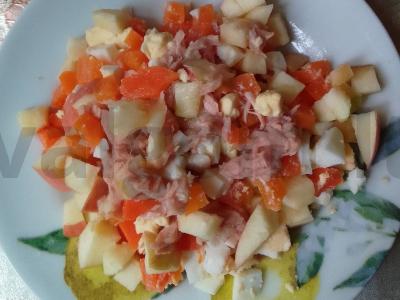 Salotos su tunu, morkomis ir obuoliu Žingsnis 8